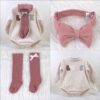 CREAM & DUSTY PINK BABY BODYSUIT SET.