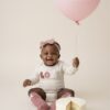 CREAM & DUSTY PINK BABY BODYSUIT SET.