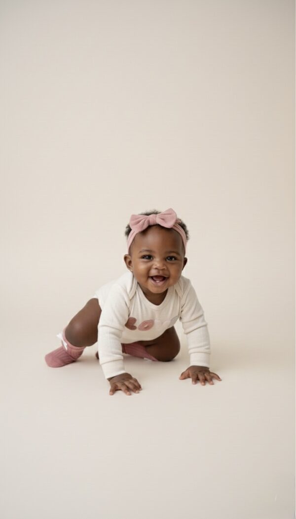 CREAM & DUSTY PINK BABY BODYSUIT SET.