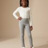 GREY RIBBED BOW LEGGINGS.