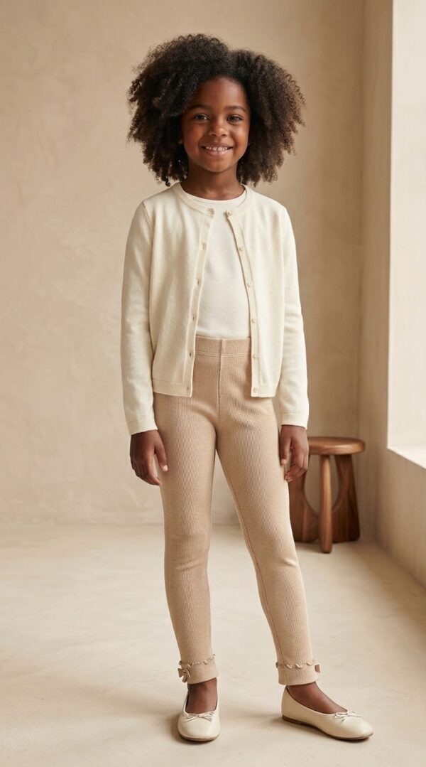 WARM BEIGE COTTON LEGGINGS.