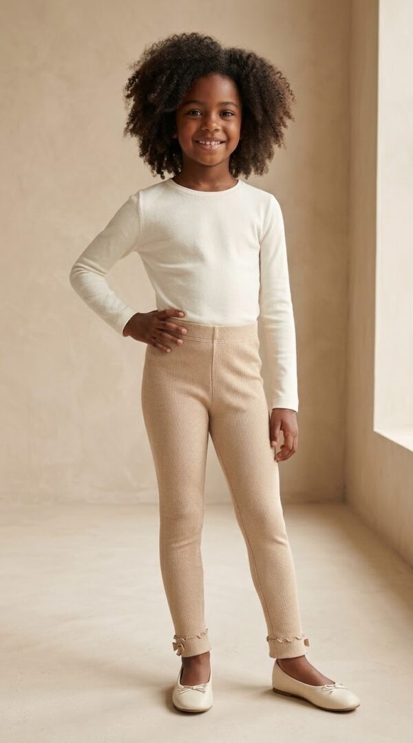 WARM BEIGE COTTON LEGGINGS.